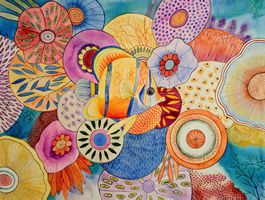 Original Aquarell "der Fisch in seinem Meer" Bild