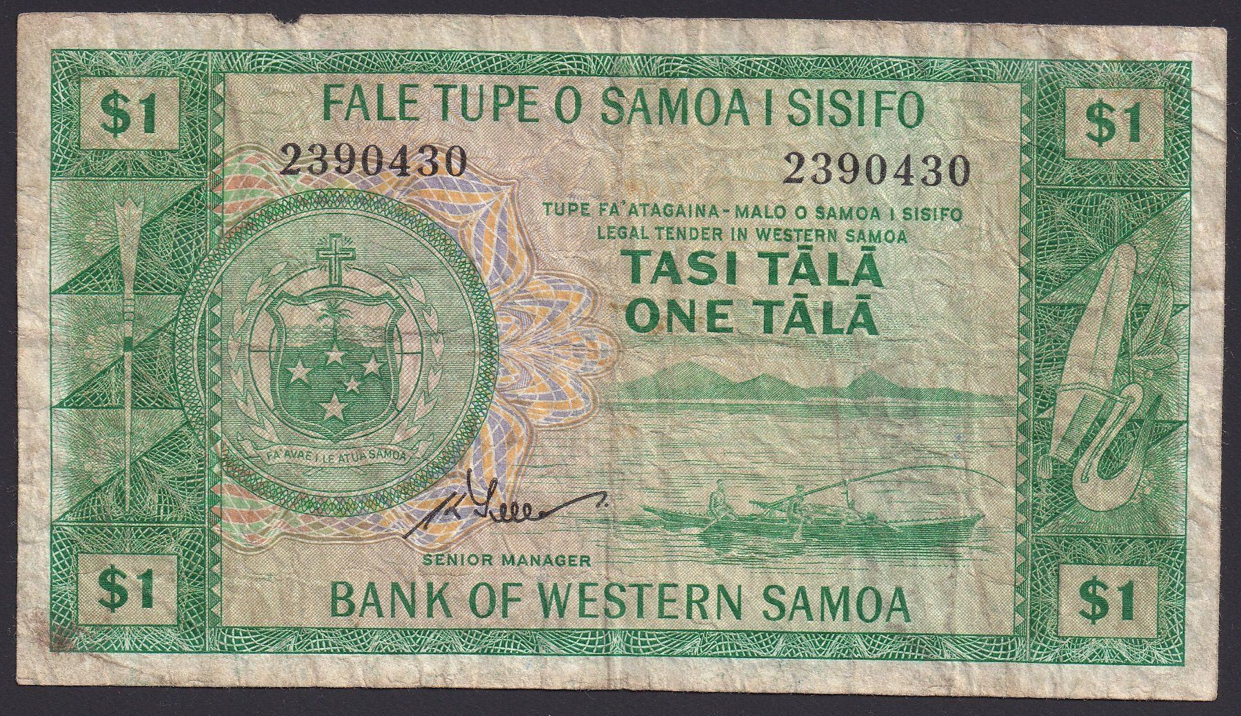 Banconote: Samoa 1 Tala 1967 – Usato da Brugg AG venduto da banknoten_muesli