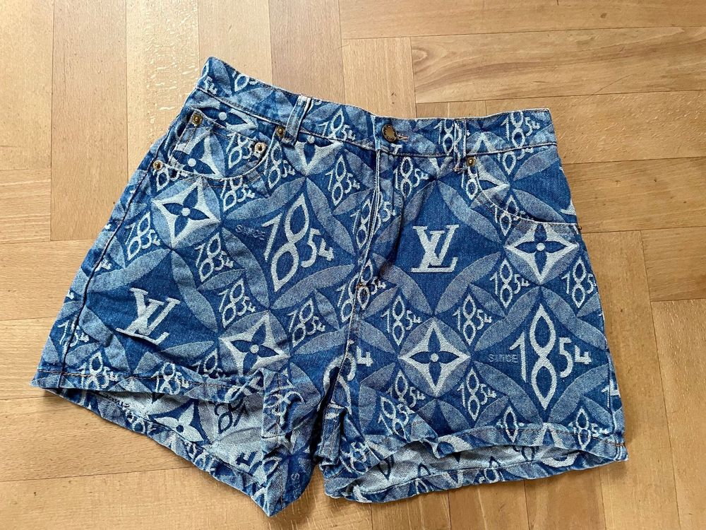 LV pink denim shorts