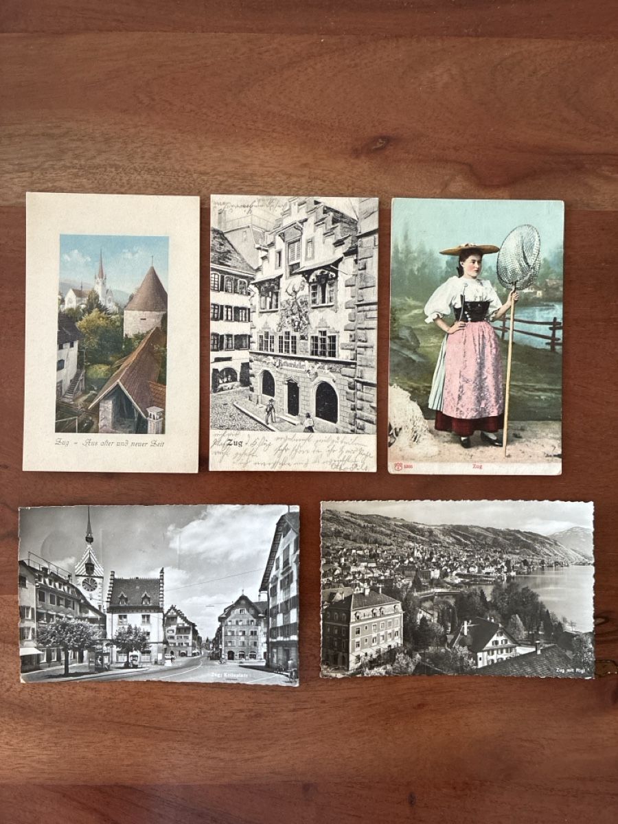 Cartoline postali: 10 Ansichtskarten Schweiz von Zug  – Usato da Oftringen venduto da Cla.vD.74