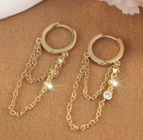 Orecchini dorati con catena e zirconi- nuovo 