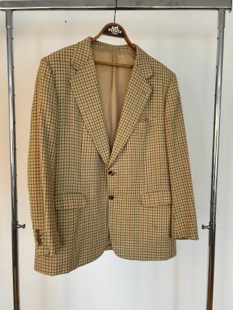 Hermès Beige Plaid Wool Blazer