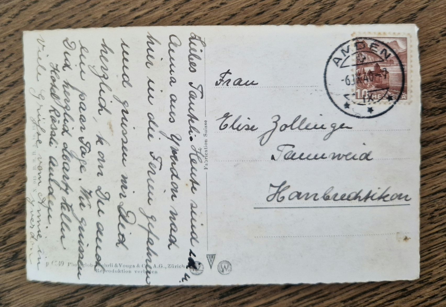 Cartes postales: Blick vom Schafbett nach Amden 1946 – D'occasion à Ebikon par Donar50 1