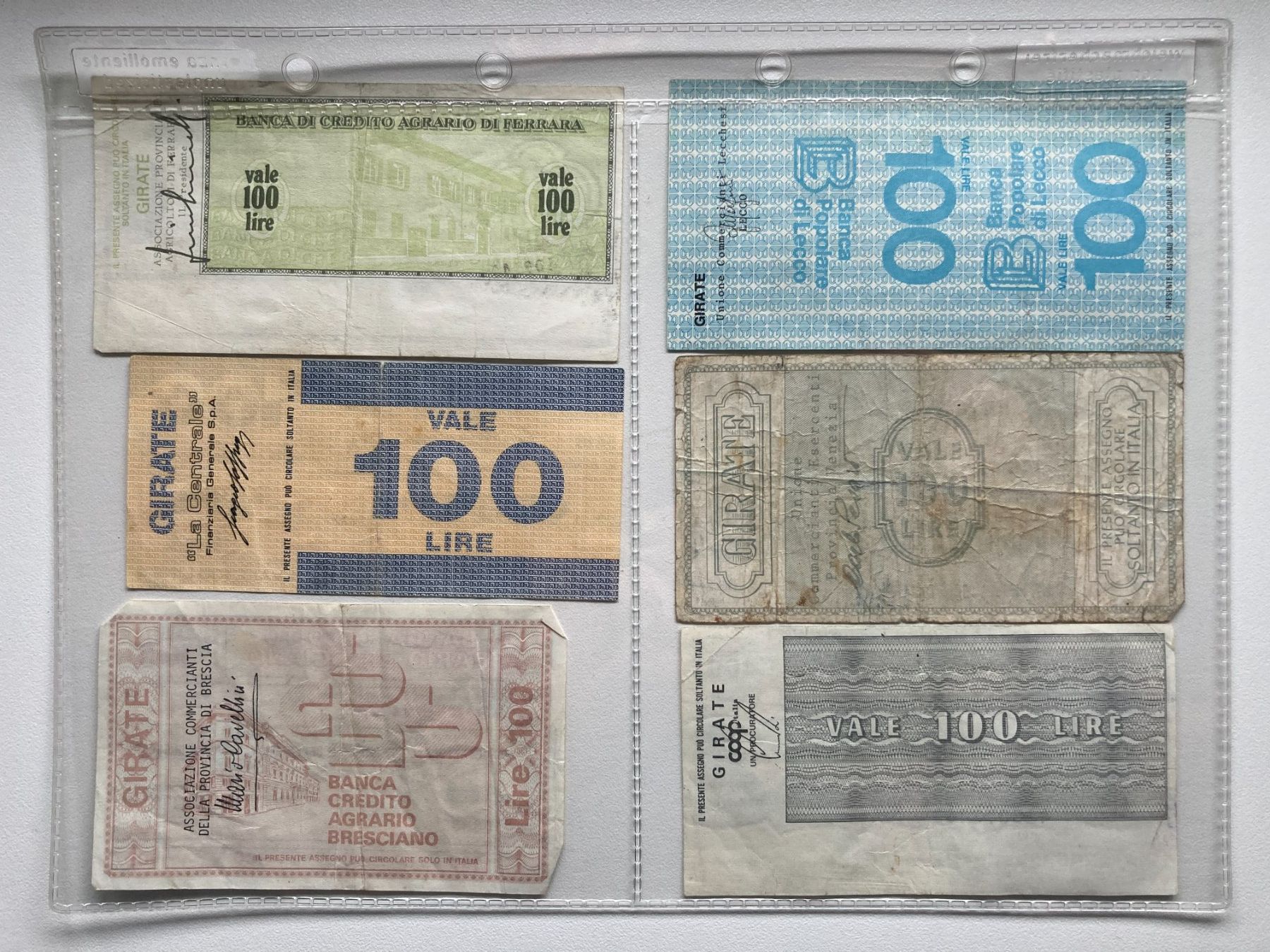 Banconote: Italien 6x 100 LIRE Check – Usato da Buchrain venduto da Blochha 1