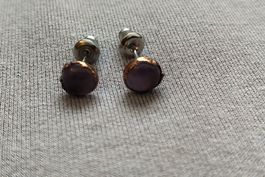 Ohrstecker mit Amethyst, Kupferfassung