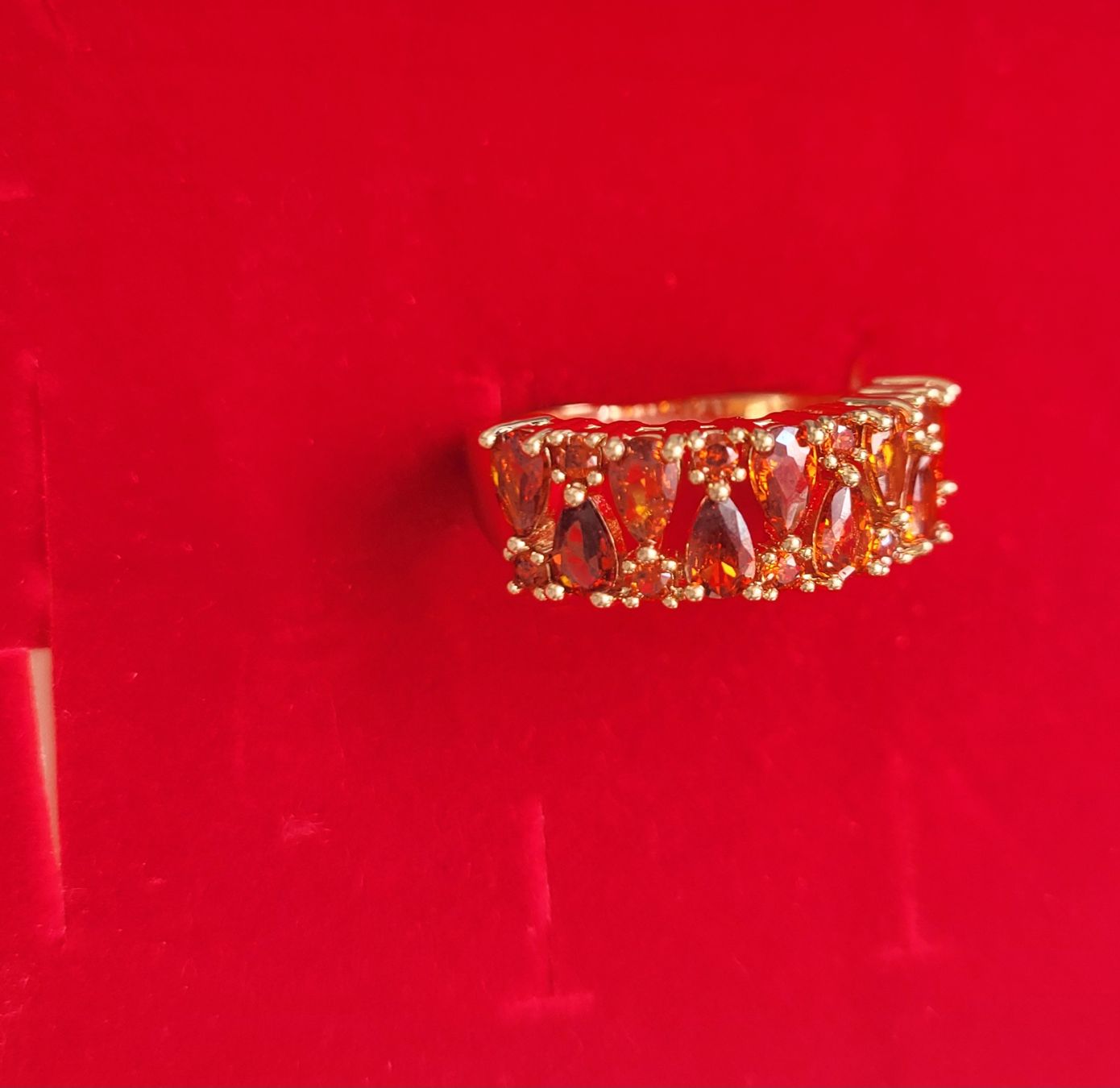Ringe: Bague élégante dorée avec pierres oranges - Taille 54 – Neu (gemäss Beschreibung) aus Bernex von Dariafr 6
