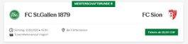 1 x Ticket im B1 - FC St. Gallen vs FC Sion