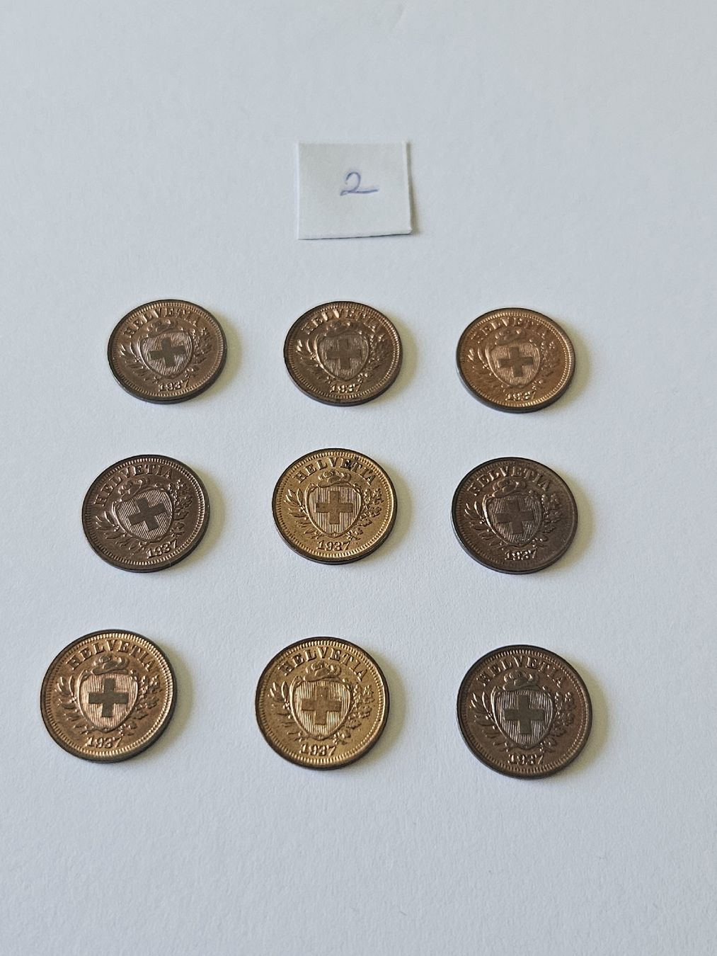 Tutti le monete: 1 Rappen 1937, 9 stk. – Usato da Pfäffikon ZH venduto da Melibol
