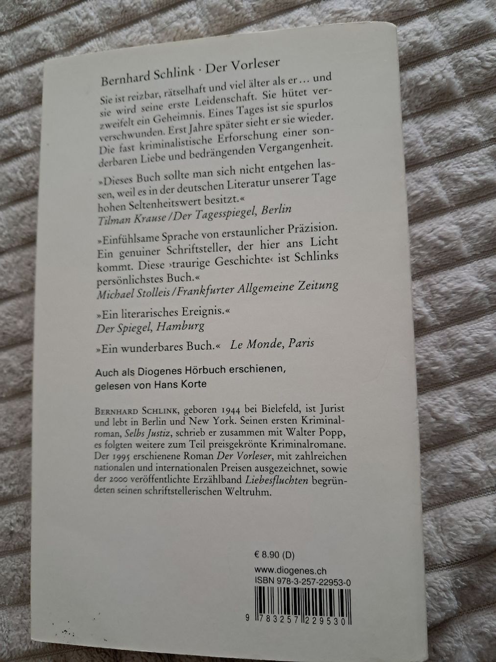 Libri: Der Vorleser v. Bernhard Schlink – Usato da Winterthur venduto da fabelwin 1