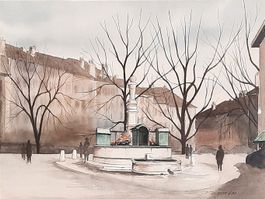 Bourg de Four à Gnève - aquarelle René Zwahlen