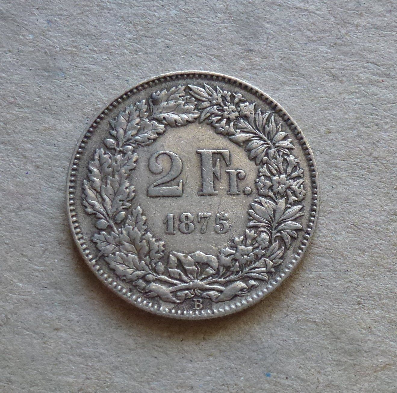Alle Münzen: ++ 2.- Franken 1875, gute Erhaltung – Gebraucht aus Walkringen von Casablanca777