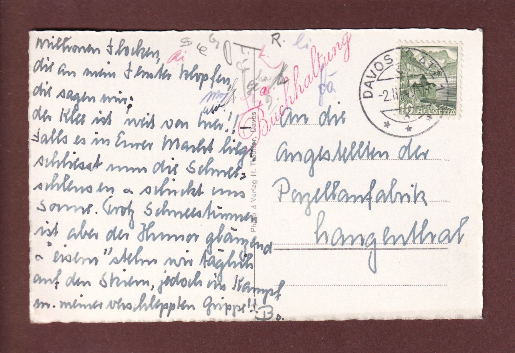 Cartoline postali: DAVOS - 1949 – Usato da Pully venduto da nicecards 1
