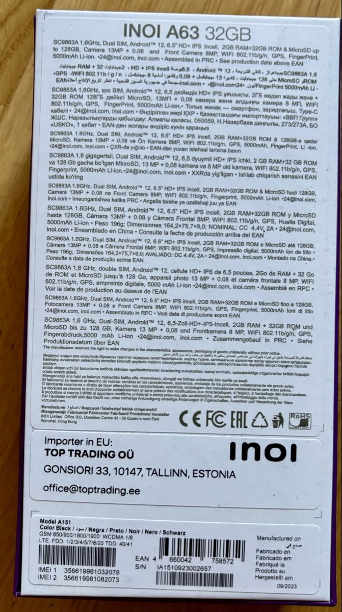 Telefoni cellulari / Smartphones: Inoi A63, 32GB, Android 12, 6.5" – Nuovo (secondo la descrizione) da Estavayer Le Lac venduto da sico1260 1