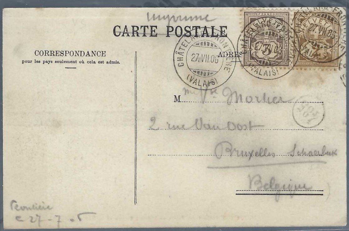 Cartoline postali: Châtelard. L'Hotel Suisse et la Poste. – Usato da Horw venduto da SwissSteamMemories 1