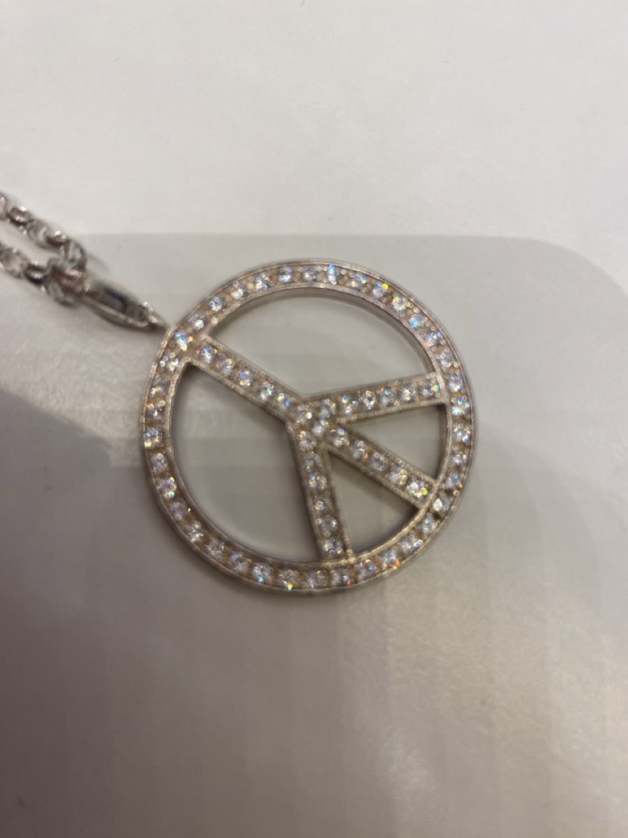 Thomas Sabo Ciondoli: Thomas Sabo Kette mit Peace Anhänger mit Strass Steinen – Usato da Ottikon venduto da Toca0 1