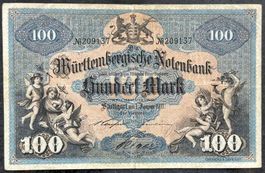 Alte 100 Mark Note Württembergische Notenbank 1911