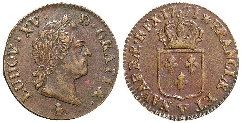 Tutti le monete: Frankreich, 1 Sol 1771 V, Troyers – Usato da Chiasso venduto da Novamarketing