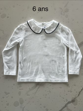 T-shirt/Polo col Claudine blanc- 6 ans - 116 - JACADI