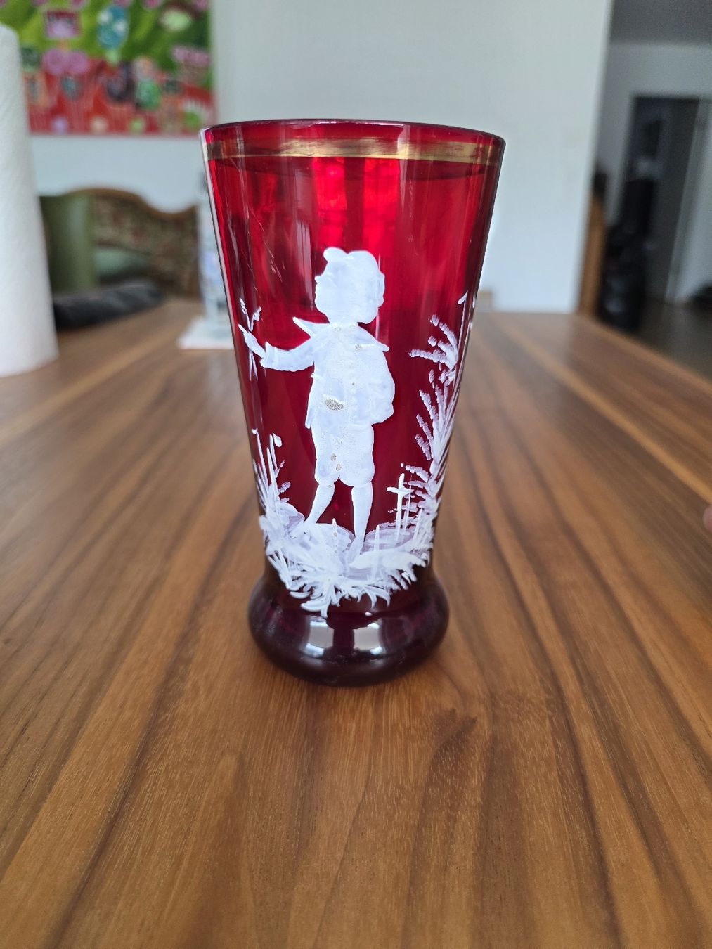 Bicchieri: 3 Gläser rot mit weiss Malerei Junge Madchen Hirsch 15cm – Usato da Pratteln venduto da ans_jn8l 3
