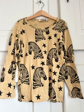 MINI RODINI Bio-Longsleeve Shirt Zebra Sterne Ocker Gelb