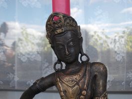 Antike asia. Bronze Leuchter Buddhistische Göttin ca.um 1900