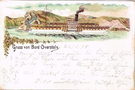Overstolz Rhein Dampfschiff Litho Ansichtskarte 1894