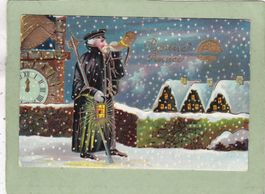 Kitsch Nachtwächter Uhr Landschaft Schnee Glanz B Année 1911