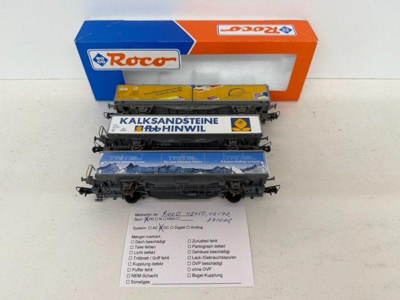 Roco Modelleisenbahnen: Spur H0 Roco 3 er Set SBB Schiebewandwagen – Gebraucht aus Büsserach von ModellbahnDepot 2