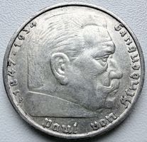 5 Reichsmark 1935 F – Paul von Hindenburg – Silber 900