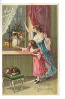 Fröhliche Weihnachten - St. Nikolaus  Kind  Präge-Litho 1906
