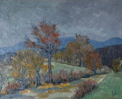 Ölbild, Herbstlandschaft, monogrammiert "M"