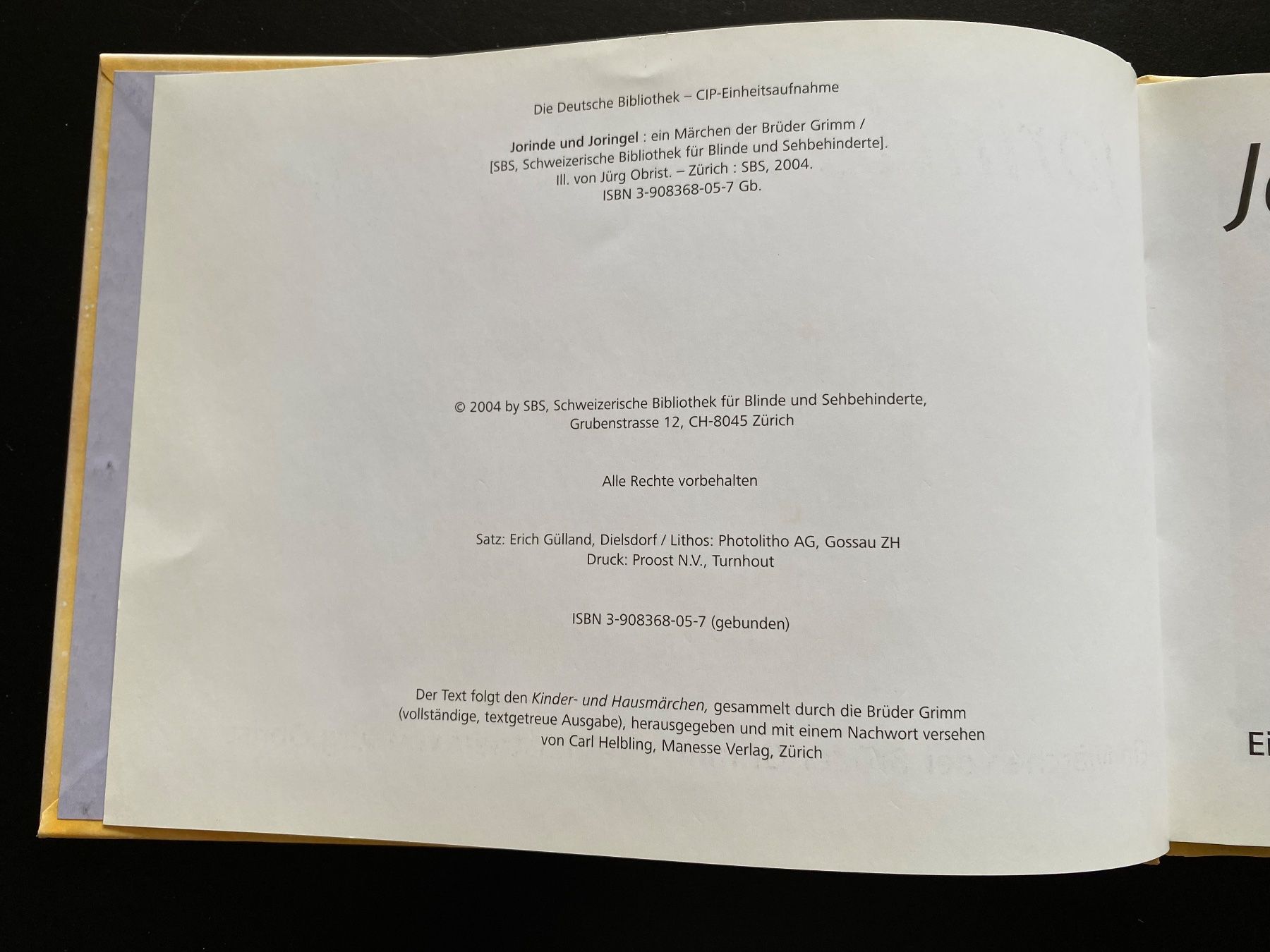 Libri: Jorinde und Joringel / Gebrüder Grimm – Usato da Nussbaumen AG venduto da schuba2000 2