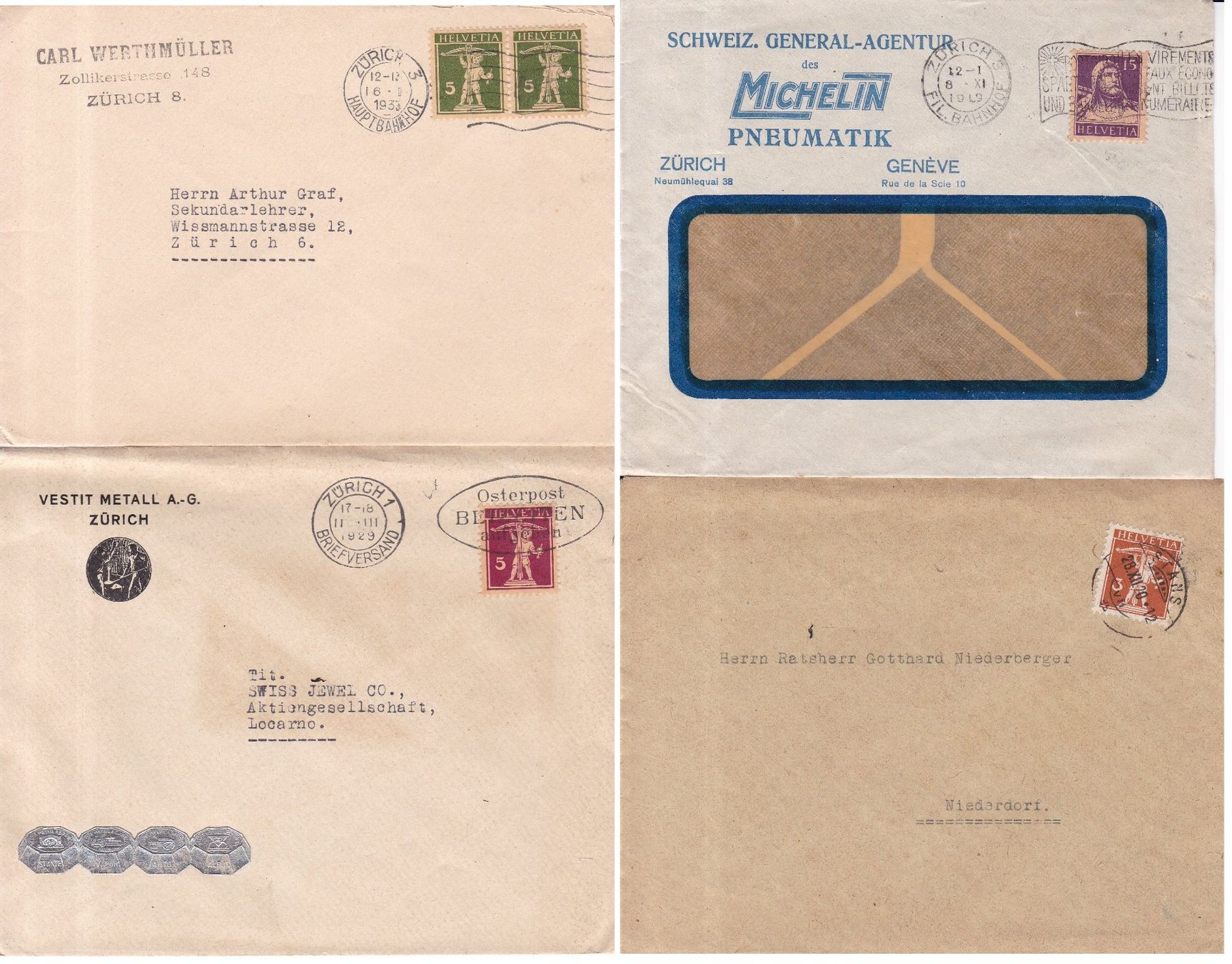 Tutti i francobolli: 42 Stk. Alte CH Briefe, FDCs, Belege – Usato da Münchwilen AG venduto da Nesar 1