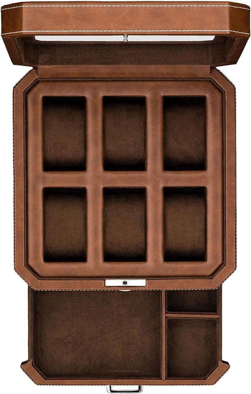 Vetrine: 6 Fächer Uhrenbox aus Leder mit Stauraum – Nuovo e nell'imballaggio originale da Nuglar venduto da SaleRitter 1