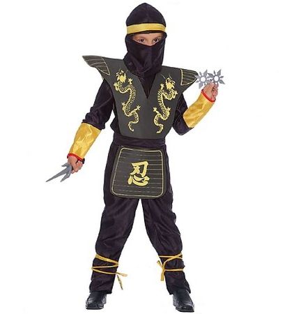 Ciao Kostüm, Fasnachtskostüm Ninja schwarz-gelb 8-10J