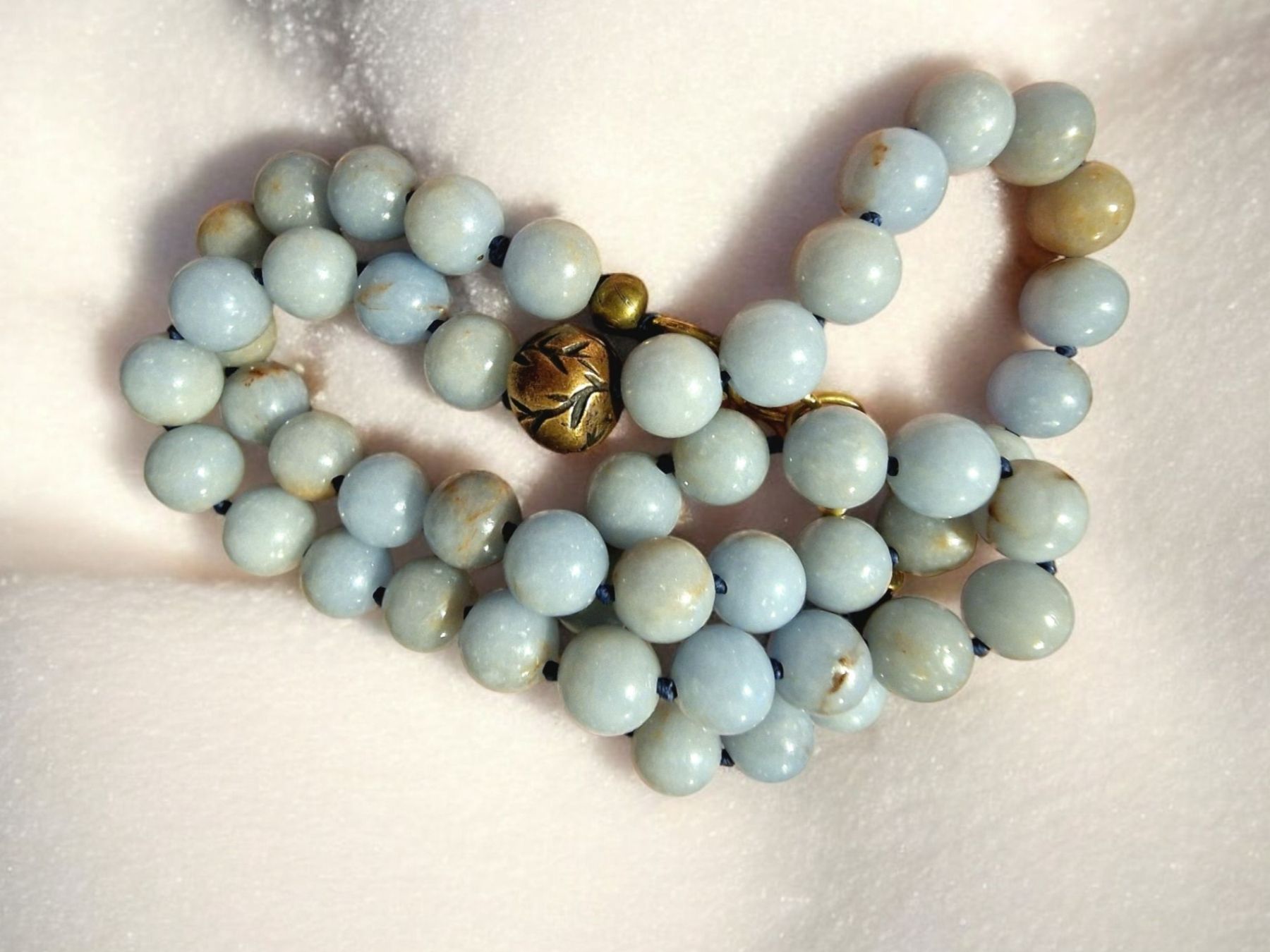 Catenine: Handgekn. Halskette Angelit & Bronze – Nuovo e nell'imballaggio originale da Aarau venduto da Schmuckhoehle_MD 4