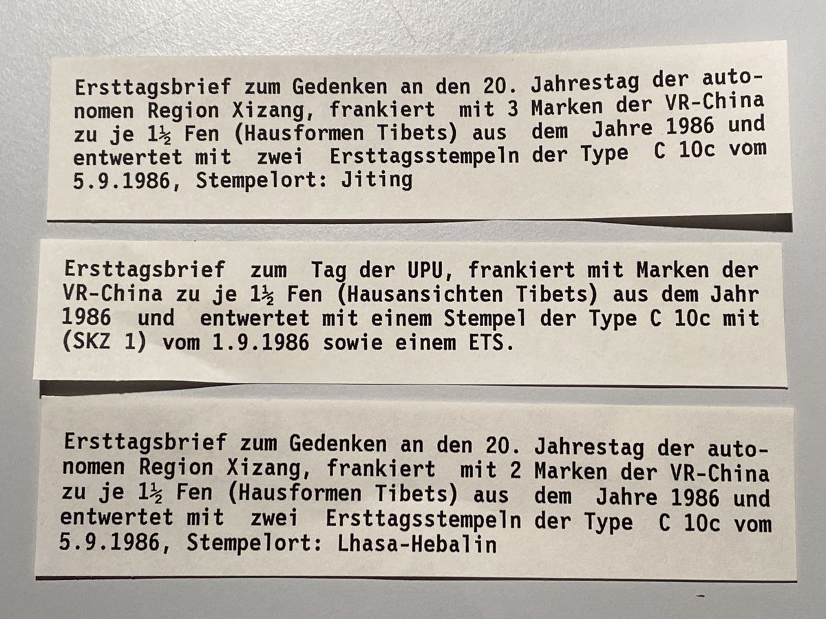 Tutti i francobolli: China Briefumschläge 1986, 3 Stk. – Usato da Emmenbrücke venduto da Raro-Valioso 2