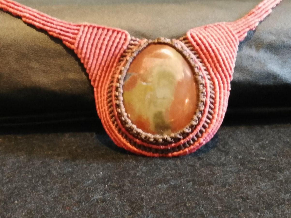 Catenine: handgemachte Makramee Kette / Collier mit Heliotrop – Nuovo (secondo la descrizione) da Pfäffikon ZH venduto da Emporos_42 3