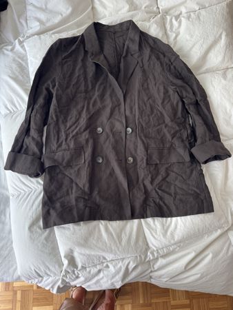 Blazer Massimo Dutti Lin Taille 40 marron léger  ☀️
