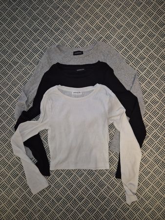 3x Croptop langärmlig XS