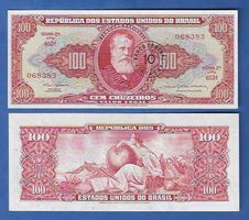 Brasil  100  Cruzeiros  Bankfrisch