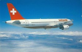Swissair Flugzeug Airbus A320, Ansichtskarte