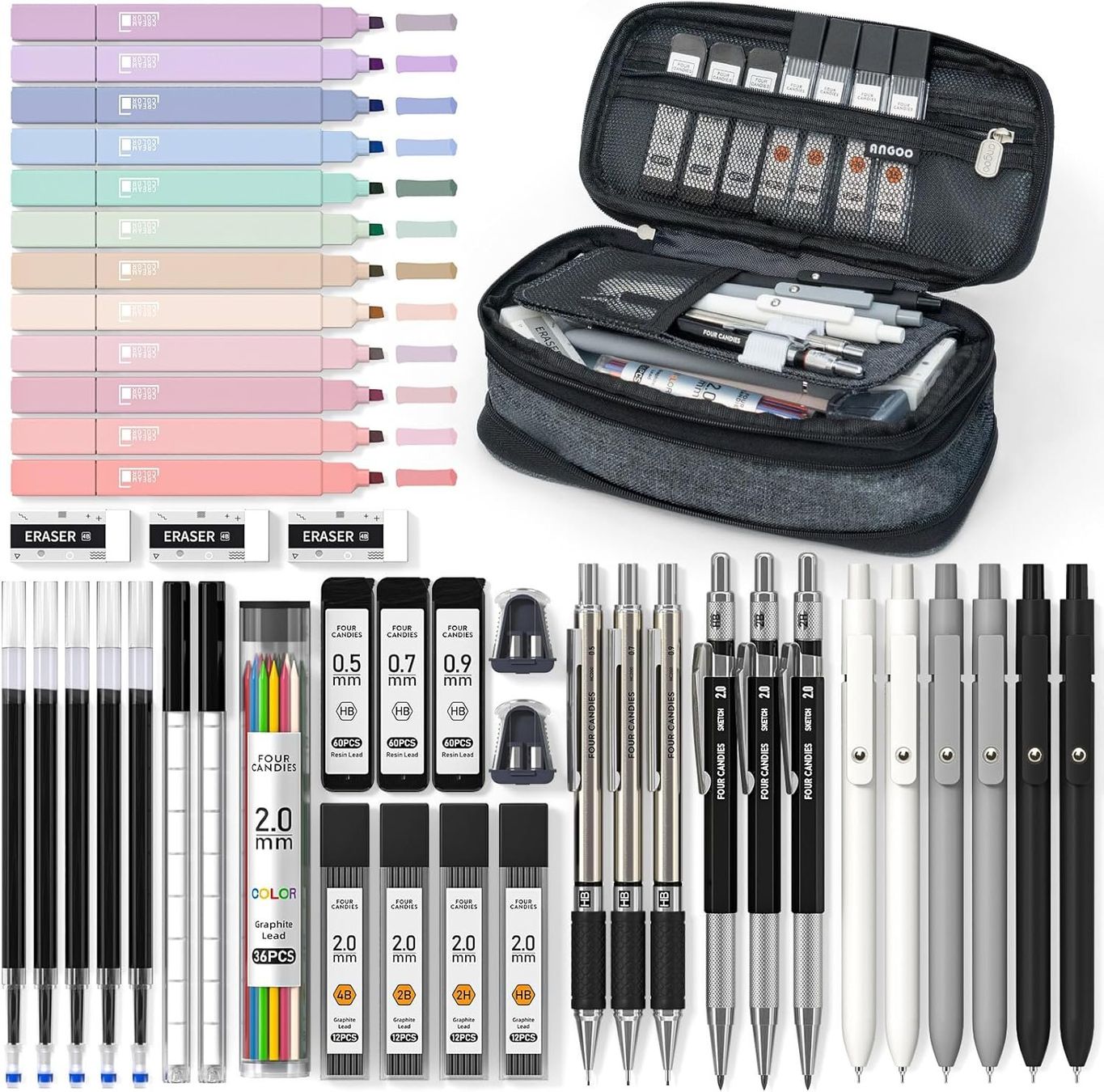 Penna & Evidenziatori: Schreibset 45-teilig mit Mäppchen Pastell Textmarker Schwarz – Nuovo e nell'imballaggio originale da St. Gallen venduto da sch_zsz7