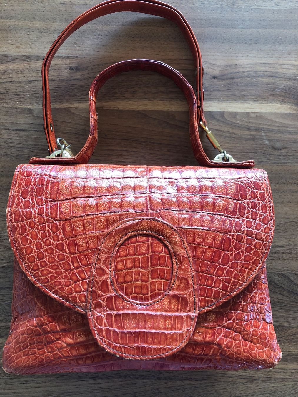 Borse da donna: Tasche Leder Ledertasche Kroko  Orange Vintage – Usato da Zollikofen venduto da lorik007