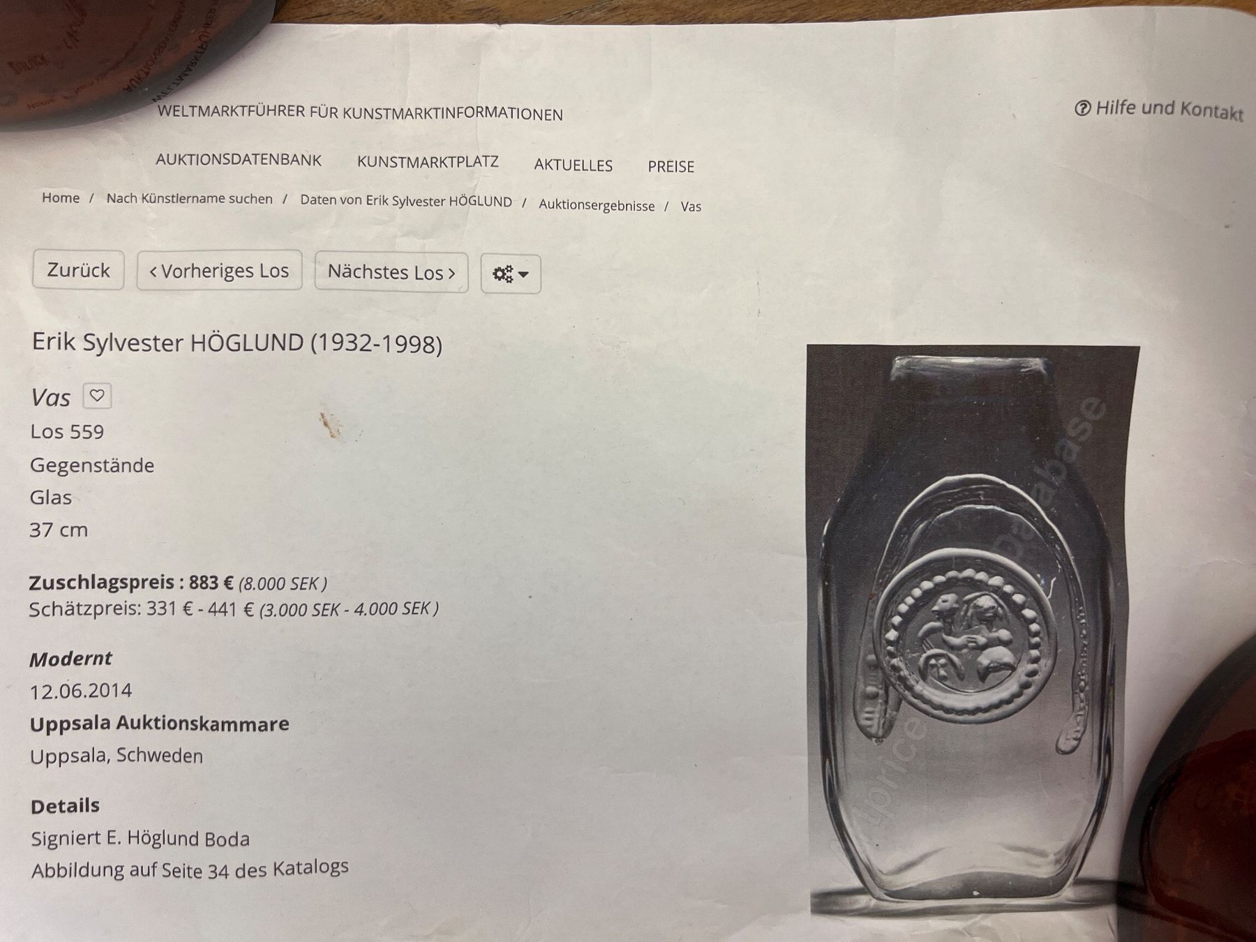 Gläser: Erik Synvester HÖGLUND - Gläser – Gebraucht aus Otelfingen von Yossi-68 8
