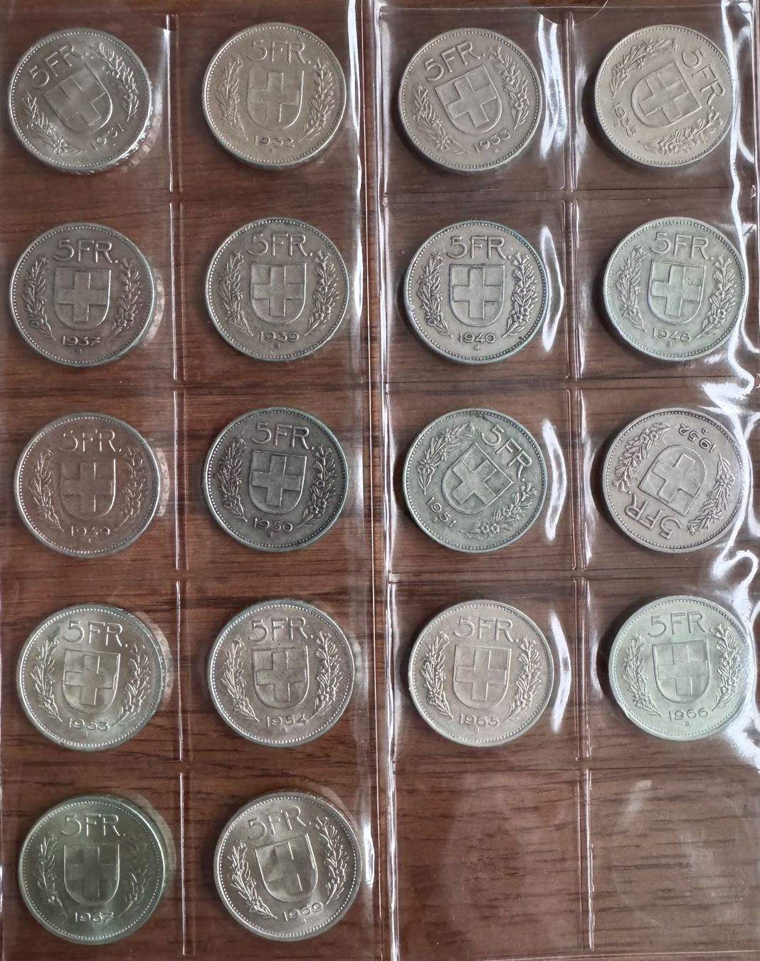 Alle Münzen: 5 Fr. Silber - Kompletset - 1931-1969 Vorz. – Gebraucht aus Ebikon von Dmasterx 8