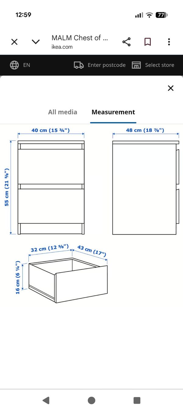 Ikea Comodini: TWO IKEA MALM tables - each 2 drawers, white, 40x55x48cm – Usato da Adliswil venduto da bin_kg6n 1