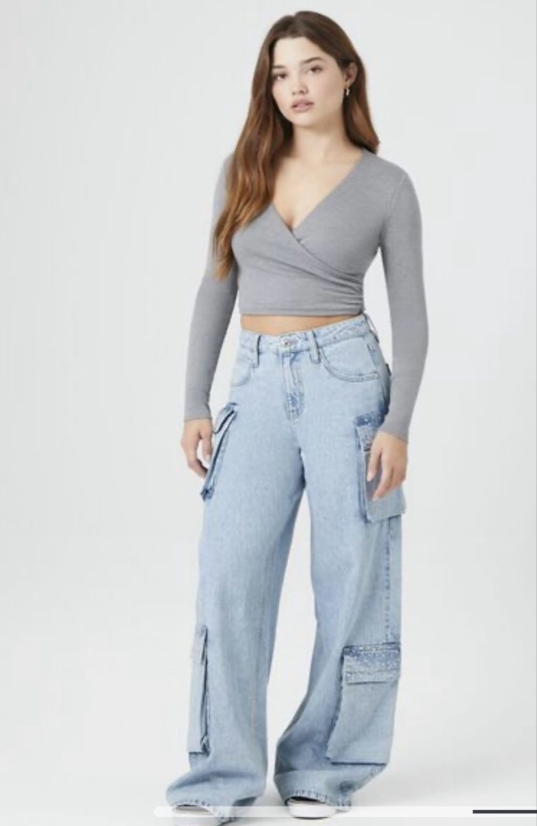 Jeans: Trendy Cargo Jeans, Gr. 44, Hellblau – Nuovo e nell'imballaggio originale da Bassersdorf venduto da BarbarasBoutique