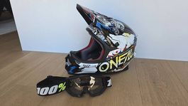 Kinder O'Neal Motocross/Downhill-Helm + Brille Grösse L/XL