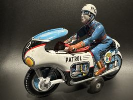 Altes Blechmotorrad , Police Patrol , 20cm ,T.N Japan